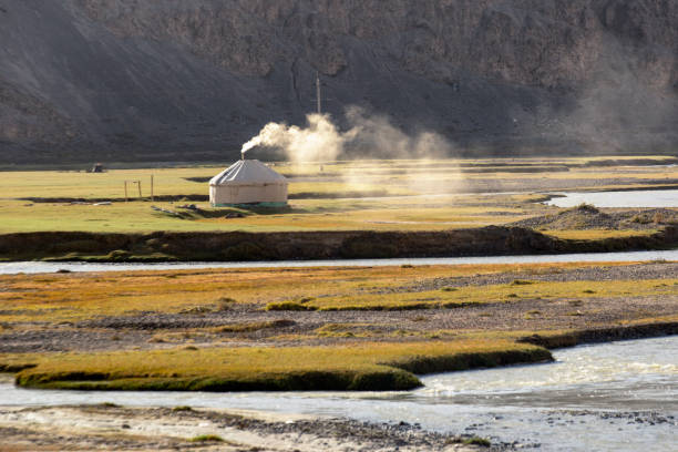 istock Yurt near a small river in Tashgurkan 1162489825