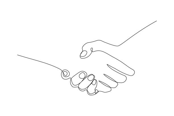 gesto handshake - kresba plnou čarou stock ilustrace