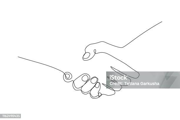 Handshake Gesture Stock Illustration - Download Image Now - Line Art, Handshake, Hand