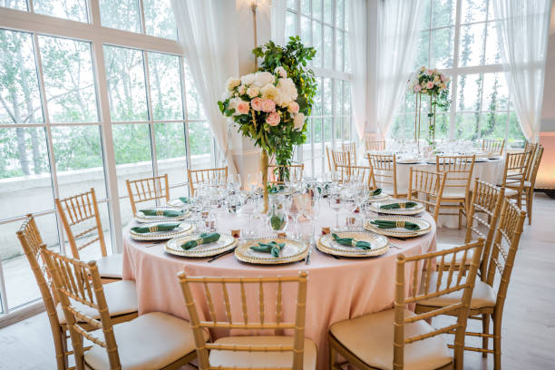 istock Luxury wedding table decoration. Special event table set up. Fresh flower decoration. 1162490667