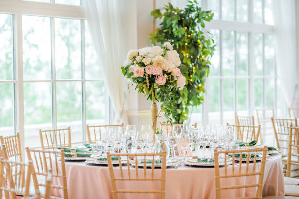 istock Luxury wedding table decoration. Special event table set up. Fresh flower decoration. 1162490690