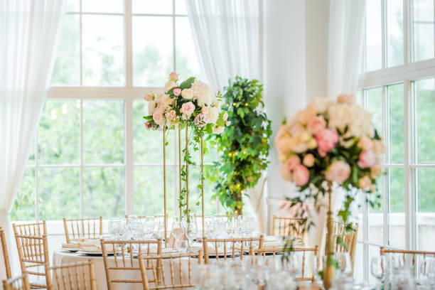 istock Luxury wedding table decoration. Special event table set up. Fresh flower decoration. 1162490695