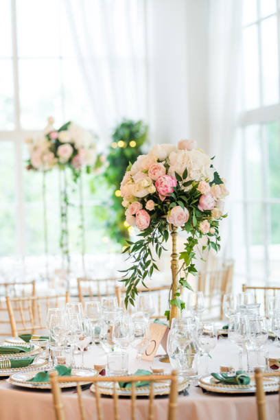 istock Luxury wedding table decoration. Special event table set up. Fresh flower decoration. 1162490702