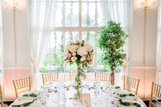 istock Luxury wedding table decoration. Special event table set up. Fresh flower decoration. 1162490706