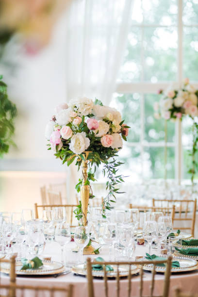 istock Luxury wedding table decoration. Special event table set up. Fresh flower decoration. 1162490720