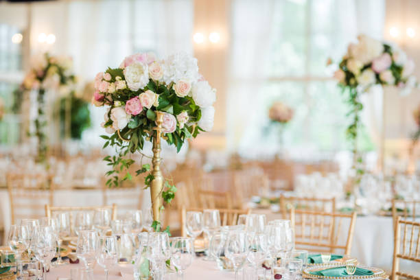 istock Luxury wedding table decoration. Special event table set up. Fresh flower decoration. 1162490726