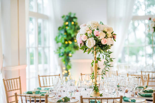 istock Luxury wedding table decoration. Special event table set up. Fresh flower decoration. 1162490740