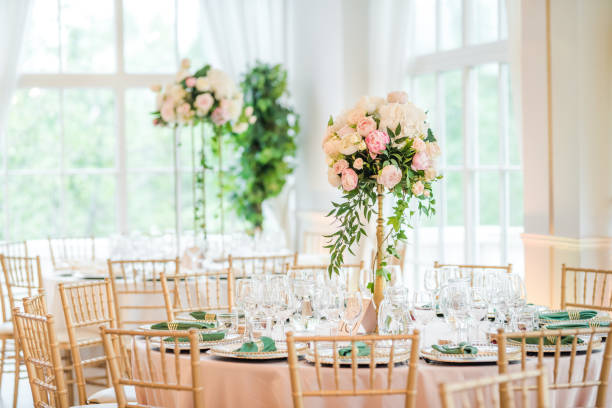 istock Luxury wedding table decoration. Special event table set up. Fresh flower decoration. 1162490741