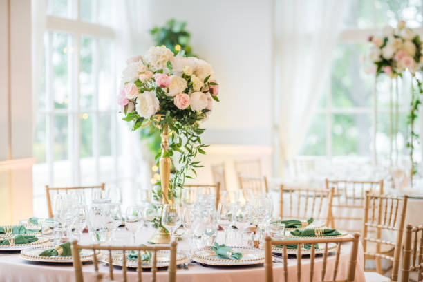 istock Luxury wedding table decoration. Special event table set up. Fresh flower decoration. 1162490743