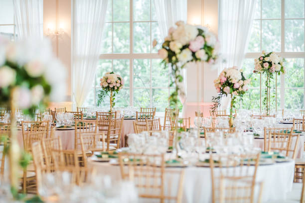 istock Luxury wedding table decoration. Special event table set up. Fresh flower decoration. 1162490744
