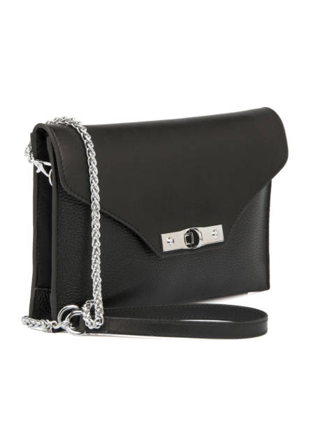 istock Black Leather Women Bag On White Background 1162492517