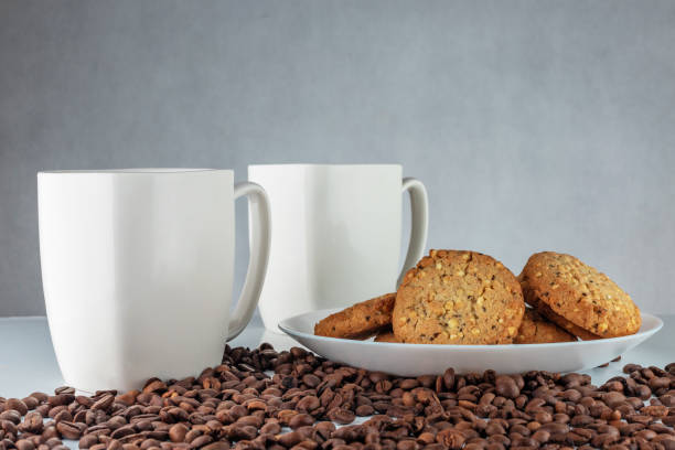 coffe and cookies - biscotti coffee cappuccino latté imagens e fotografias de stock
