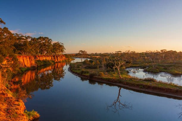 Tranquility at Werribee River An autumn sunset over the twisting Werribee River victoria australia stock pictures, royalty-free photos & images