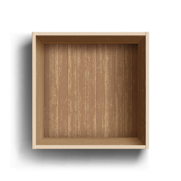 Empty open wooden box template. Isolated on white background Empty open wooden box template. Isolated on white background. Vector illustration. wood box stock illustrations