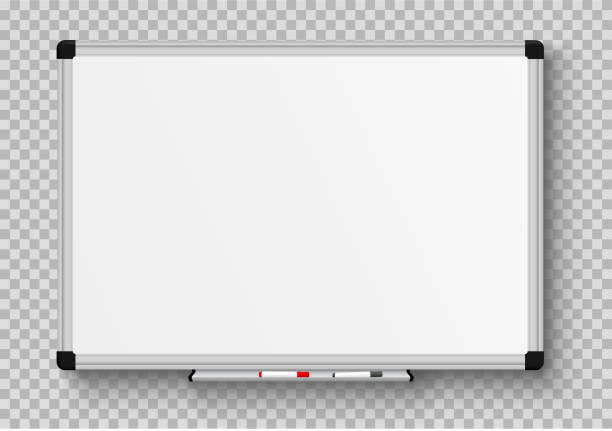реалис�тичная офисная доска. пустая доска с маркерными ручками - стоковой вектор. - whiteboard stock illustrations