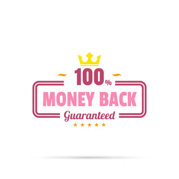 Vector illustration of Trendy Colorful Badge - Money Back, 100% Guaranteed