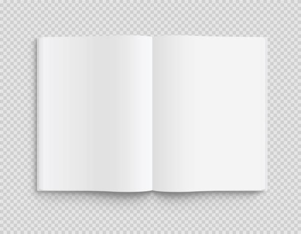 illustrations, cliparts, dessins animés et icônes de modèle ouvert blanc de livre, de magazine et d'ordinateur portable avec des ombres douces sur le fond transparent. vue avant. - vecteur de stock. - livre ouvert