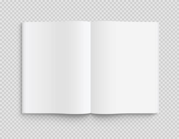 透明な背景に柔らかい影を持つ空白のオープンブック、雑誌、ノートブックテンプレート。正面図。- ストックベクトル - page点のイラスト素材／クリップアート素材／マンガ素材／アイコン素材