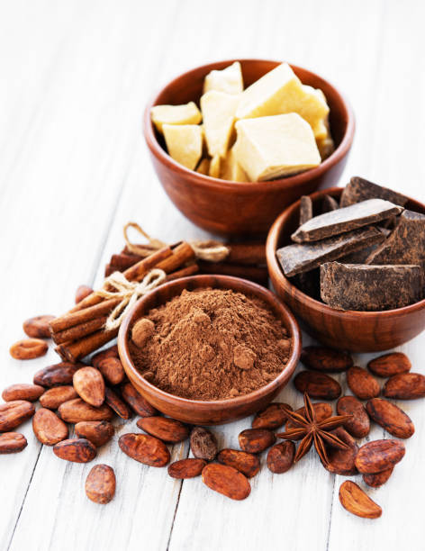 istock Cocoa beans, chocolate, powder and butter 1162500478