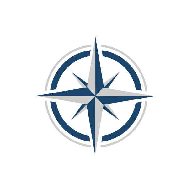 stilvolle flache creative kompass logo vektor konzept design vorlage - zirkel stock-grafiken, -clipart, -cartoons und -symbole