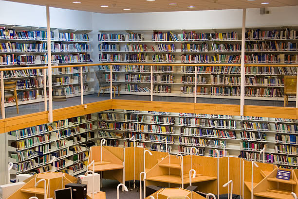istock Interior view of a two-story library 116250349