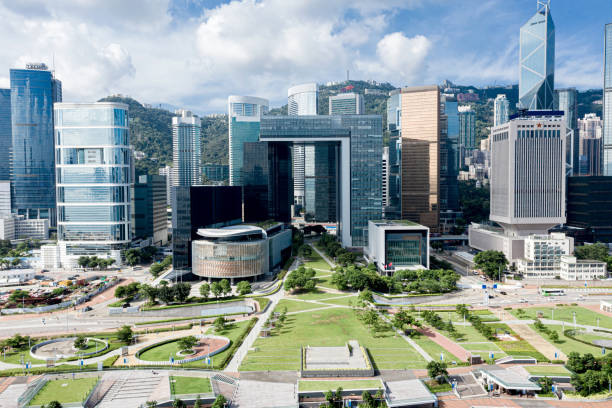 Admiralty District, Hong Kong Hong Kong, Central District - Hong Kong, City, Skyscraper, Admiralty District civic center park stock pictures, royalty-free photos & images