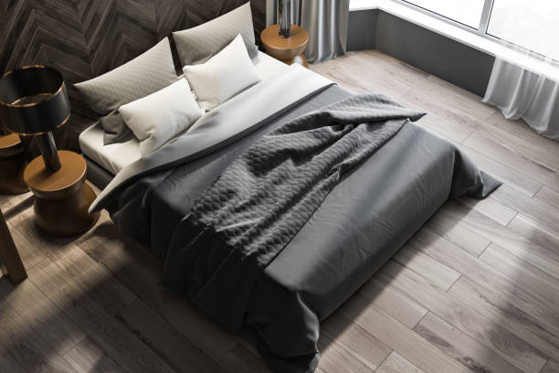 istock Top view of wooden master bedroom 1162508103