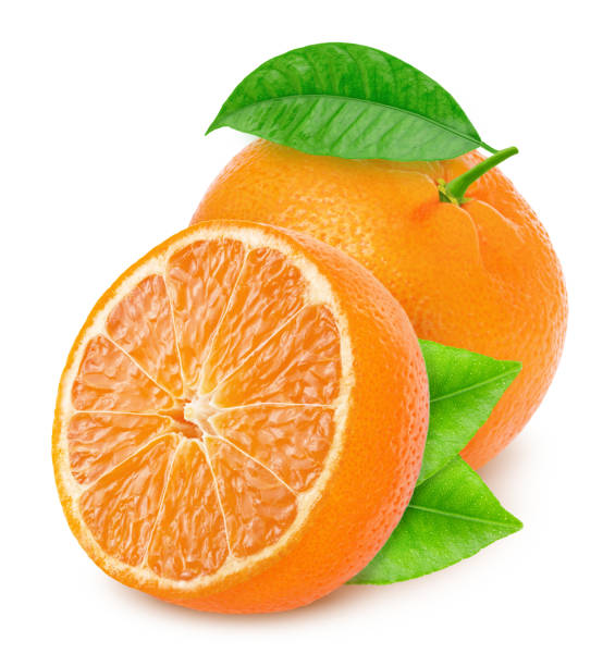 istock Whole and halved tangerines isolated on white background. 1162508239