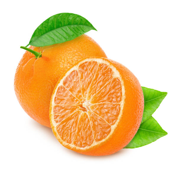 istock Whole and halved mandarines isolated on white background. 1162508373