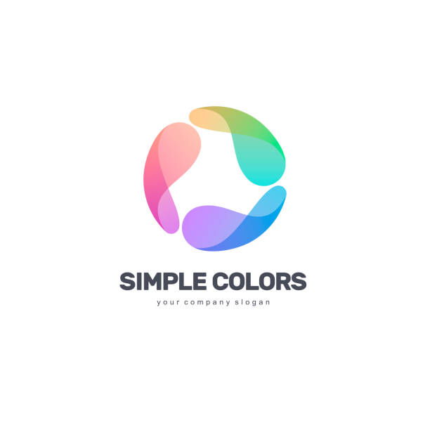 ilustraciones, imágenes clip art, dibujos animados e iconos de stock de plantilla de diseño vectorial. colores simples. círculo colorido. - circle logo