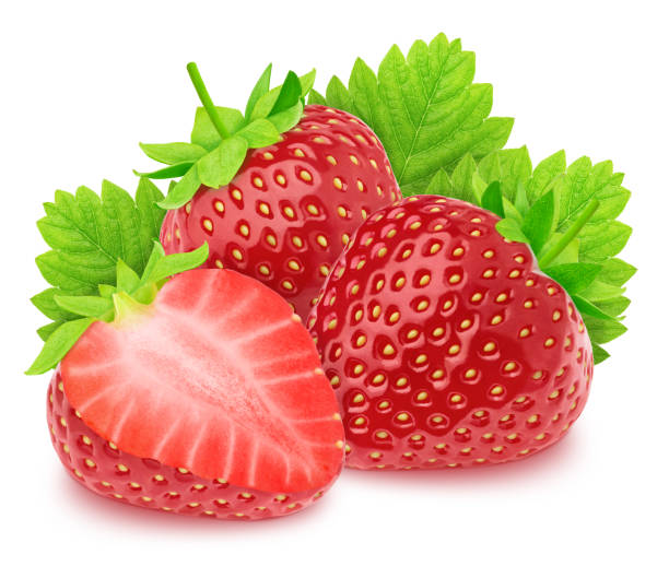 istock Composition with fresh strawberry and leaves isolated on a white background. 1162509569