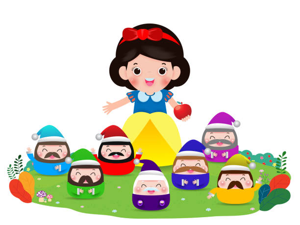 snow white and the seven dwarfs, Snow White isolated on white background, Princess and Dwarfs and witch, Vector Illustration snow white and the seven dwarfs, Snow White isolated on white background, Princess and Dwarfs and witch, Vector Illustration dwarf stock illustrations