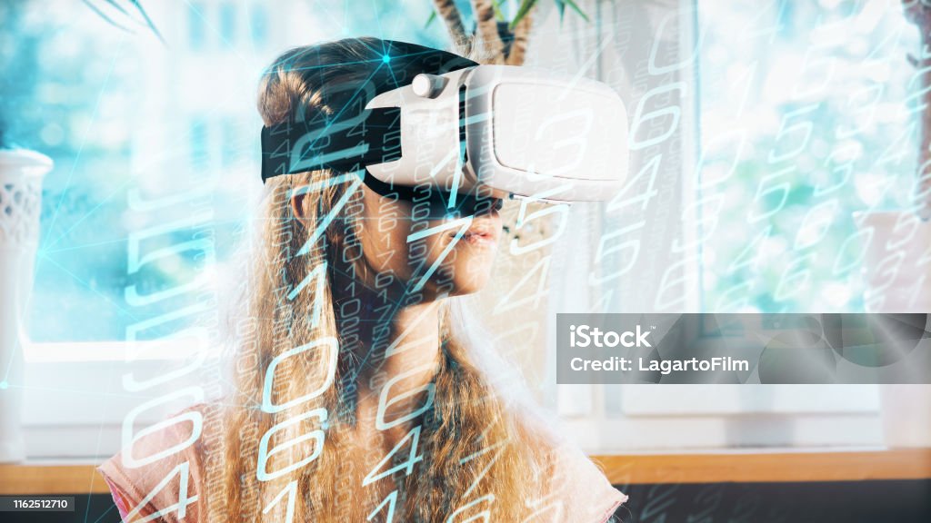 Vr Transformation Game Vr Girl Player Digital Transformation Code Algorithm Stock Photo ...