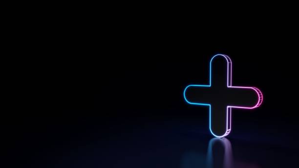 istock 3d glowing neon symbol of plus symbol isolated on black background 1162512876