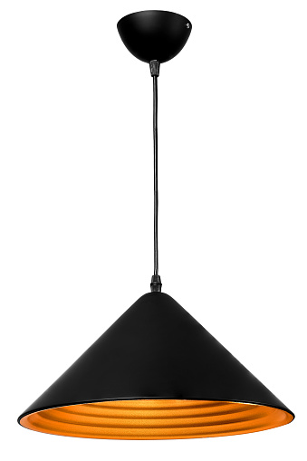 isolated suspended ceiling lamp, made of painted metall