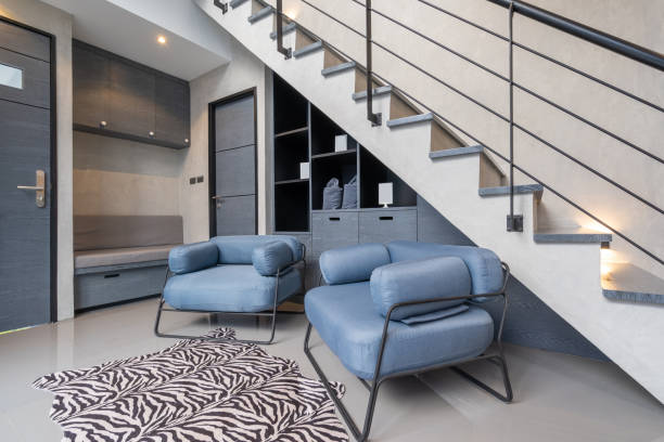 istock house interior design loft style with stair and chairs 1162514805