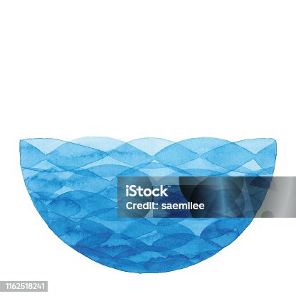 istock Watercolor Circle Background With Blue Wave 1162518241