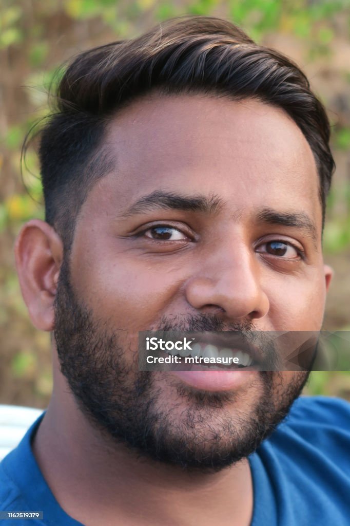 Image Of Happy Smiling Handsome Indian Man With Pale Skin And Short Trendy  Hairstyle Parted With Blonde Highlights And Shaved Sides Good Looking Hindu  Man In 20s With Trimmed Beard And Perfect