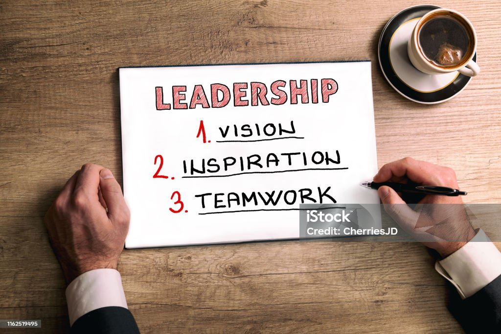 Leadership Message Note Visual Leadership Text Written On Notepad With Pen And Coffee Stock Photo ...