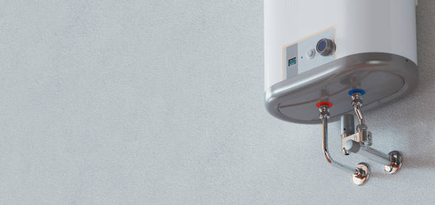 House heating concept, modern home gas fired boiler, 3d rendering
