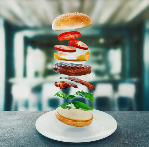 istock Hamburger. Fast food diet concept, Compulsive overeating and dieting. 3d rendering 1162519858