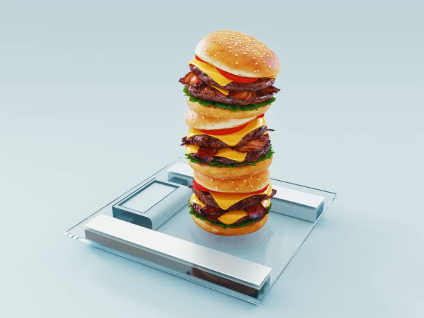 istock Hamburger. Fast food diet concept, Compulsive overeating and dieting. 3d rendering 1162519916