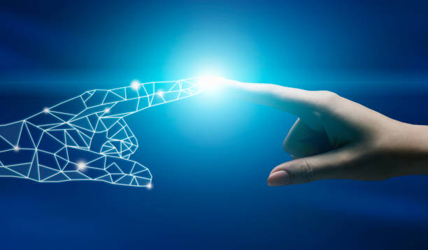 istock Science Concept. Human And Robot Hands Reaching Each Other 1162521747