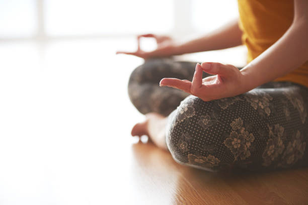 istock Close up of hands doing mudra in yoga flow 1162522570
