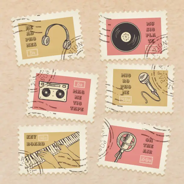 Vector illustration of Vector postage stamps collection