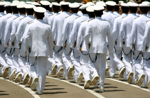 Navy cadets marching