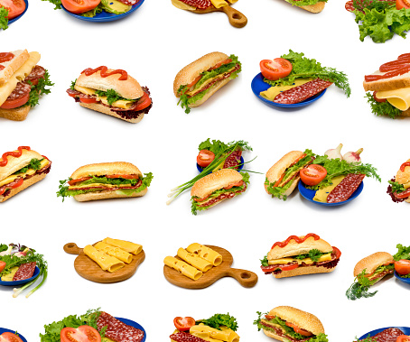 Isolated image of sandwiches closeup.\nSeamless image