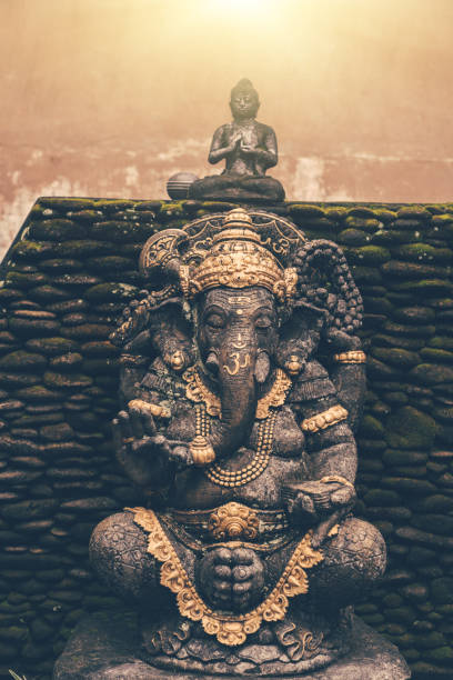 Stone statue of a Balinese deity. Shot taken in Ubud