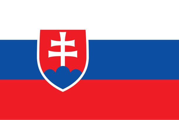 Flag rectangular shape on white background Flag of Slovakia. Rectangular shape icon on white background, vector illustration. зарплата слідчого в Україні stock illustrations