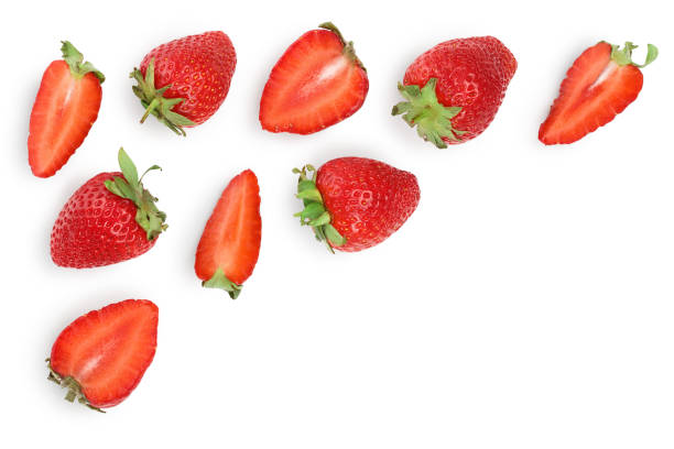 istock Strawberries isolated on white background with copy space for your text. Top view. Flat lay pattern 1162532591
